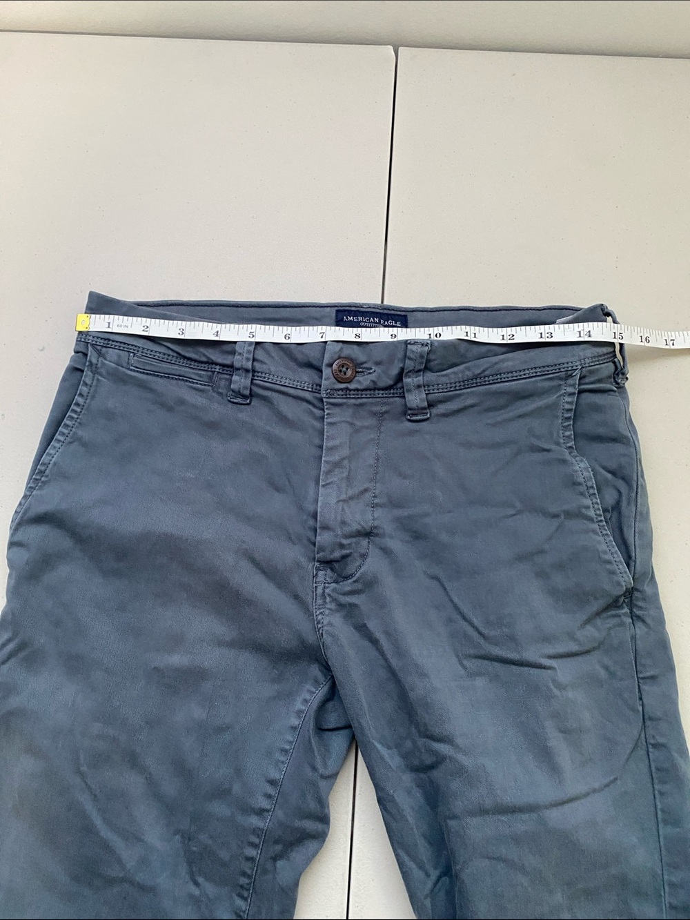 American Eagle AE Flex Slim Straight Lived-In Khaki Pants blue gray sz 28x34 - Picture 6 of 12